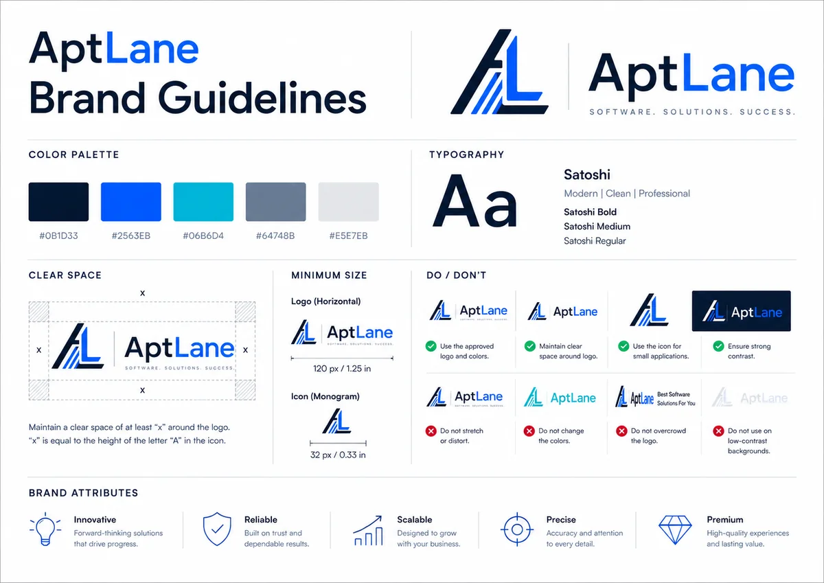AptLane one-page brand guideline